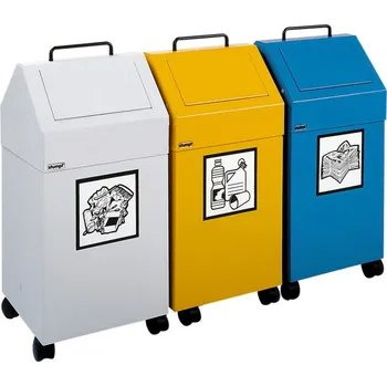 Odpadkový koš Samozhášecí nádoba na odpad AB 45-F ocel, úchyty pro odpadkové pytle, pojízdná, zelená