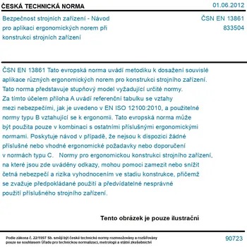 ČSN EN 13861 - Bezpečnost strojních zařízení - Návod pro aplikaci ergonomických norem při konstrukci strojních zařízení - Tisk
