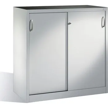 Skříňka na nářadí Dílenská skříň typ Cabo, s posuvnými dveřmi, 2 vložné police, Š 1200 mm, H 500 mm, V 1200 mm, šedá