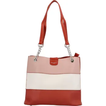 Kabelka Větší dámská volnočasová koženková taška Harmonee, oranžovočervená