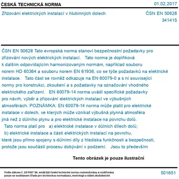 ČSN EN 50628 - Zřizování elektrických instalací v hlubinných dolech - Tisk