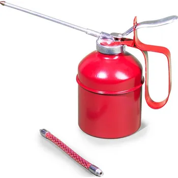 Olejnička Ocelová konev na olej, s ruční pumpičkou z mosazi, objem 0,3 litru, 4 kusy