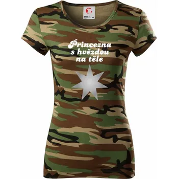 Princezna s hvězdou na těle - Dámské maskáčové triko - XL ( Hnědý maskáč )