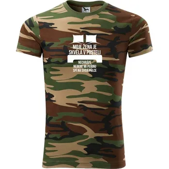 Pánské tričko Moje žena je skvělá v posteli - Army CAMOUFLAGE - XL ( Hnědý maskáč )