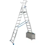 Hliníkový teleskopický žebřík s plošinkou, výškově nastavitelný, 8-10 příček