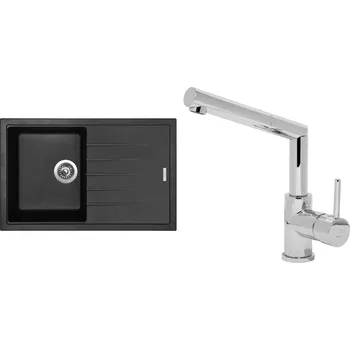 Kuchyňský dřez Set Sinks (dřez Best 780 Pureblack 26 + baterie Mix 350 P Chrom - lesklý) BE78026M350PCL