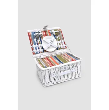 Piknikový koš Vingo Bílý proutěný piknikový koš pro 2 – 41 x 31 cm
