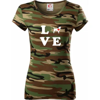 Jack russel terier love - Dámské maskáčové triko - 2XL ( Hnědý maskáč )