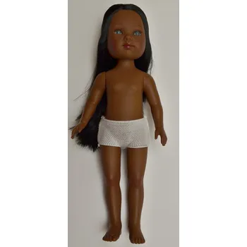 Panenka Snědá realistická panenka Carlota bez oblečení od firmy Vestida de Azul - D740 (Dlouhé černé vlasy )