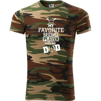Pánské tričko My favorite baseball player - DAD / MOM - Army CAMOUFLAGE - L ( Hnědý maskáč )