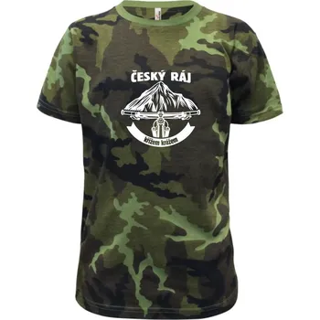 Český ráj křížem krážem - Dětské maskáčové triko - 134 cm/8 let ( Zelený maskáč )