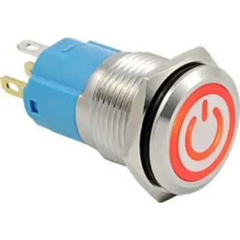 Vývojová deska LED vodotěsný přepínač - Červené podsvícení, 12 mm, 12 - 24V