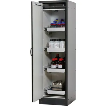 Protipožární skříň na nebezpečné látky asecos Basis-Line typ 30-64L, antracit-žlutá, 4 ks vany