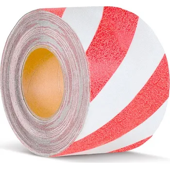 Lepicí páska M2 protiskluzová páska™, výstražná, červeno-bílá, role 100 mm x 18,3 m