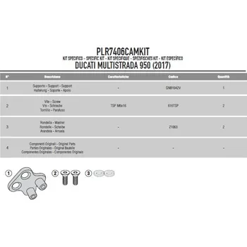 Motodoplněk PLR7406CAMKIT montážní sada pro Ducati Multistrada 950 (17-18) pro nosič PLR 7406CAM