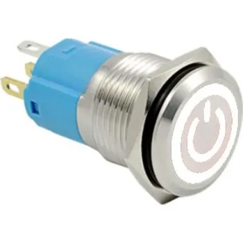 Vývojová deska LED vodotěsný přepínač - Bílé podsvícení, 12 mm, 12 - 24V