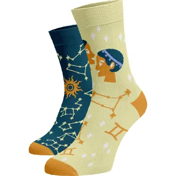 Dámské ponožky Veselé ponožky Znamení zvěrokruhu Blíženci Tmavě modrá Bavlna 39-41