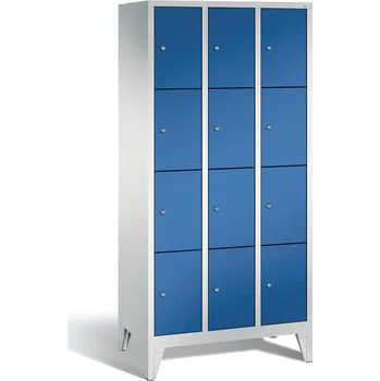 Šatní skříň Skříň typ Cabo, na nožičkách, 12 boxů, š 900, v 1850, h 500 mm, šedo-modrá