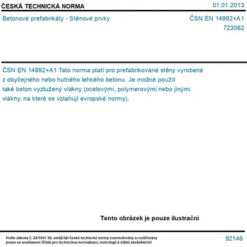 ČSN EN 14992+A1 - Betonové prefabrikáty - Stěnové prvky - Tisk