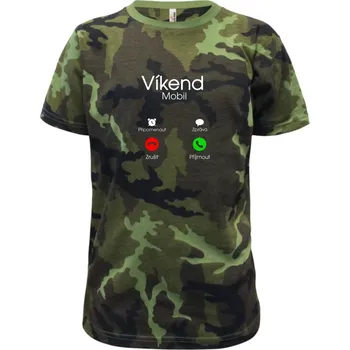 Víkend volá - Dětské maskáčové triko - 104-110cm / 3-4 roky ( Zelený maskáč )