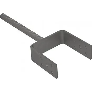 Tesařské kování Kotevní patka sloupku do betonu 71x310x100x4 mm typ U lehká (galvanický zinek bílý)