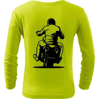 Dětská móda Motorkář na zádech - chopper - Triko dětské Long Sleeve - 104-110cm / 3-4 roky ( Limetková )