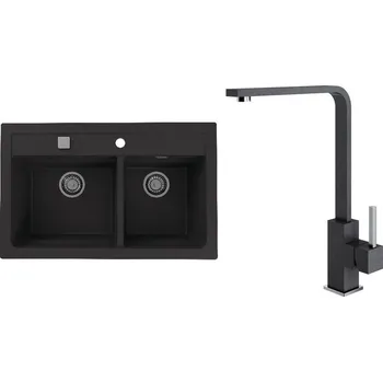 Set Alveus (dřez Atrox 50 Black 91 + baterie Afra Black 91) SETA22147