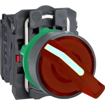 vypínač SCHN XB5AK124M5 Ovládač otočný prosvětlený s LED, 1 Z + 1 V, 230...240V - rudý RP 1,5kč/ks