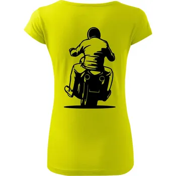 Dámské tričko Motorkář na zádech - chopper - Dámské triko Pure - S ( Limetková )