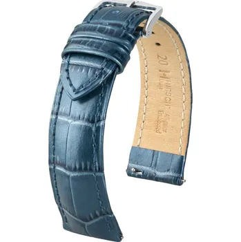 Řemínek na hodinky Kožený řemínek Hirsch Duke Metallic M 01027180-2, modrý, teletina, délka M, Quick Release