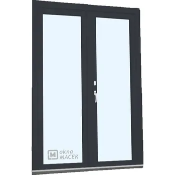 Vchodové dveře Plastové balkonové dveře - KNIPPING 70 AD, 1200x2100 mm, O+OS klapačka, antracit Otevírání: pravé, Barva, imitace: antracit/antracit (oboustranně), Provedení: oboustranná klika + FAB + hliníkový práh + příslušenství a montážní materiál zdarma