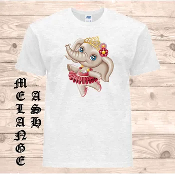 Dívčí tričko detske-levne-bavlnene-tricko-potisk-slon-tanecnice Barva: Heather grey - vřesově šedá, velikost: 152