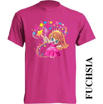 Dívčí tričko detske-levne-bavlnene-tricko-potisk-carodejnice Barva: Fuchsia - fuchsiová, velikost: 128