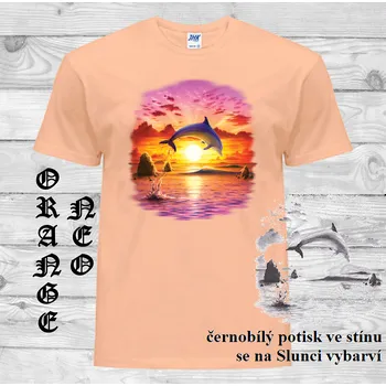 panske-bavlnene_tricko_uv_potisk_delfin_slunce Barva: Orange neo - matně oranžová, velikost: S