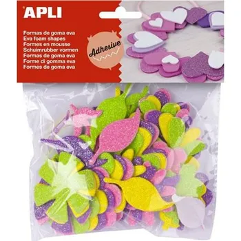 Apli pěnovka květiny se třpytkami 48 ks