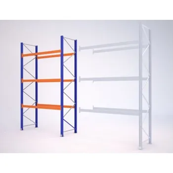 Dílenský regál Paletový regál, základní, 399,6 x 180 x 110 cm, 9 000 kg, zem + 3 patra, modrý