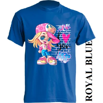 levne-detske-tricko-potisk-miluji-barbie-graffiti Barva: Royal blue - královsky modrá, velikost: 164