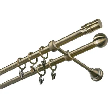 Garnýž kovová 240 cm dvouřadá - dvojitá 19 Cylinder mosaz