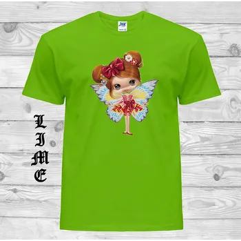 Dívčí tričko detske-levne-bavlnene-tricko-potisk-vila Barva: Lime - limetková, velikost: 152