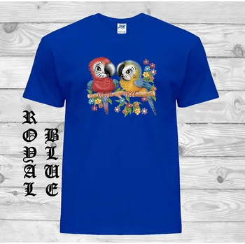 Dívčí tričko detske-levne-bavlnene-tricko-potisk-maly-papousci Barva: Royal blue - královsky modrá, velikost: 92