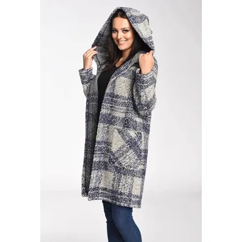 Dámský kabát Glara Tenký vlněný kabát s kapucí 775371 modrá