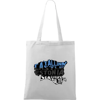 Nákupní taška Mapy - názvy měst - Estonsko - Taška bavlněná - 42 x 38 cm ( Bílá )