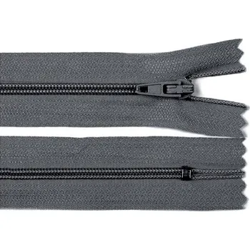Zip Spirálový zip No 3 délka 12 cm autolock, barva 312 šedá tmavá