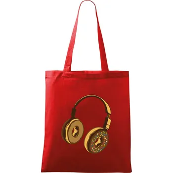 Nákupní taška Headphone Donut - Taška bavlněná - 42 x 38 cm ( Červená )