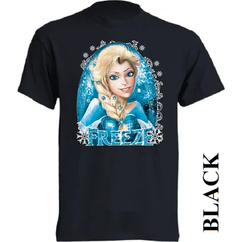 Dívčí tričko detske-levne-bavlnene-tricko-potisk-ledove-kralovstvi Barva: Black -černá, velikost: 152