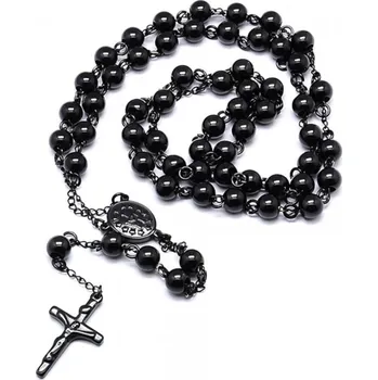 Náhrdelník Ewena Tradiční křesťanský růženec různé barvy Barva: Černá + dárkové balení