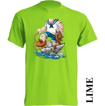 Chlapecké tričko detske-levne-bavlnene-tricko-potisk-namornik Barva: Lime - limetková, velikost: 104