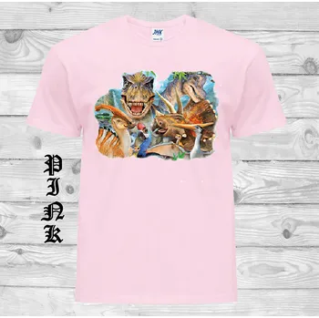 Chlapecké tričko detske-levne-bavlnene-tricko-potisk-selfie-dinosauri Barva: Pink - růžová, velikost: 152