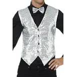 Smiffys Flitrovaná stříbrná vestička L