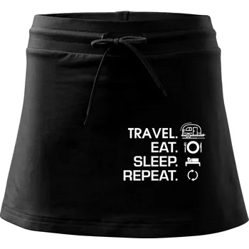 Dámská sukně Eat sleep travel - Malý přívěs - Sportovní sukně - two in one - L ( Černá )